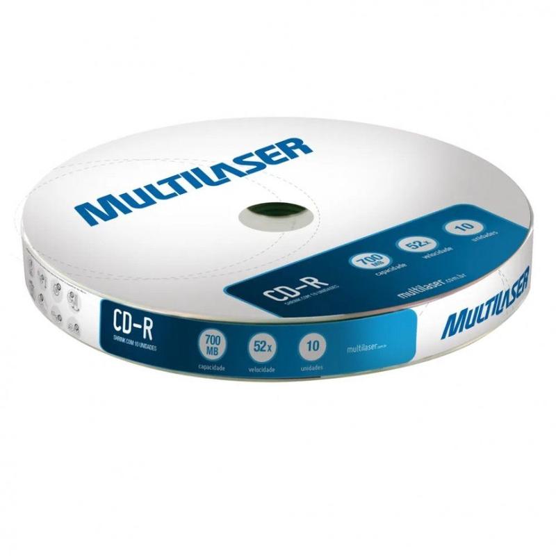 Mídia Multilaser Cd-R Vel. 52X 10Un Shrink Cd027 - CD Virgem